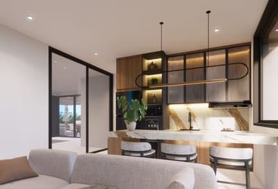 Rooftop Penthouse Living, Bedroom & Bathroom