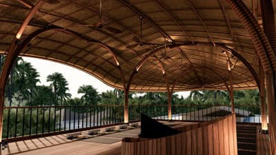 Yoga Deck & Struktur Atap Bambu