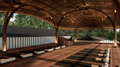 Yoga Deck & Struktur Atap Bambu
